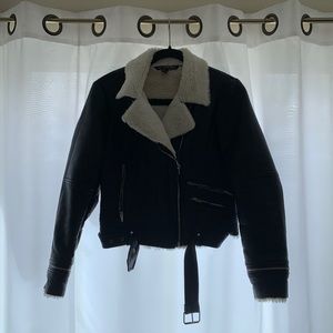 Zara leather fleeced lined jacket